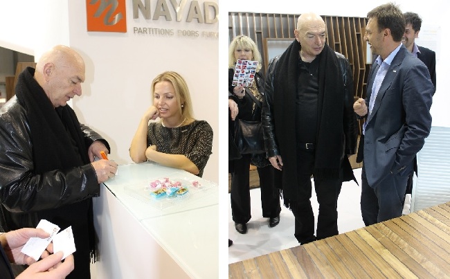 Photo Jean Nouvel, a well-known architect, visited the exhibition stand of NAYADA at I Saloni 2013