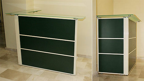 Reception counters based on NAYADA-Optima+ mobile partitions