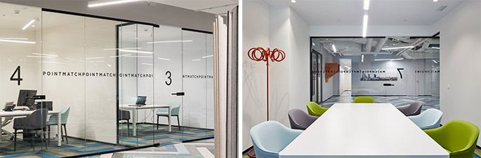 Photo NAYADA partitions and doors in the sales office of the Match Point Residential Complex