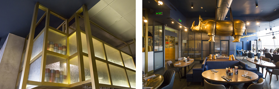 Photo Complex dining space with bright nuances: NAYADA for Burger & Pizzetta