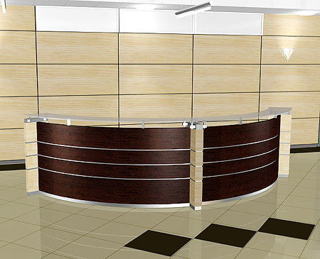 Photo NAYADA-Tempo wall panels combined with NAYADA-Regina counters present an ideal solution for entrance lobbies in the office!