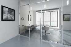 Photo NAYADA-Standart systems roll in full-glass door is the optimum decision for the compact offices